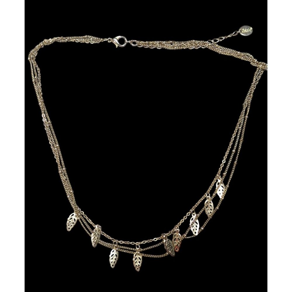 Claires Multilayer Leaf Charm Gold Tone Necklace